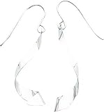 14k White Gold Twirl Band Dangle Earrings SE742