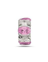 October Cz Birthstone Bead In Sterling Silver