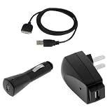 USB Data Cable + USB Auto Car Adapter + USB Home Travel Charger Adaptor for Sandisk Sansa e200, e250, e260, e270, e280, e200R, e250R, e260R, e270R, e280R, C200, Sansa View