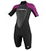 O'Neill Wetsuits Women's Reactor 2mm Short Sleeve Spring, Black/Festival, 12