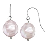 14K White Gold 12.5-13mm Pink Cultured Freshwater Pearl Earrings