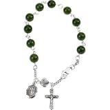 Sterling Silver Dark China Jade Rosary Bracelet