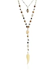 The SAK 2-Row Bead Feather Y-Shaped Necklace, 18"