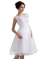 A-line Jeweled Lace Knee Length Short Organza  Dress With a Sash 