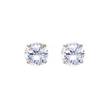 14K Yellow Gold 6mm Round CZ Solitaire Basket Stud Earrings with Screw-back