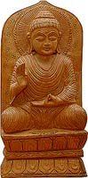 Handmade Statues Lord Buddha Wood Carving 10 x 5 inches (jwcs064)