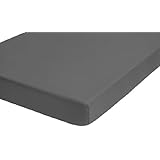 "biberna" 77144/020/041 Jersey-Stretch Spannbetttuch, nach Öko-Tex Standard 100, ca. 140 x 200 cm bis 160 x 200 cm, Farbe: titanium (fast schwarz)