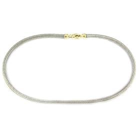 14K Yellow Gold and Stainless Steel Basket Weave Chain, 18"
