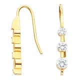 14K White or Yellow Gold Three-Stone Diamond Earrings - 0.50 Ct., 1.00 Ct., 1.50 Ct. or 2.00 Ct. (ALSO AVAILABLE WITH GEMSTONES)