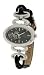 DDP - 4007905 - Montre Femme Mode Métal Rhodié - Quartz Analogique - Cadran Noir - Bracelet Cuir Noir