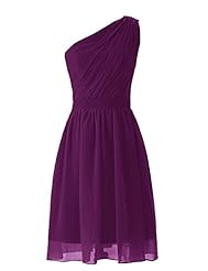Short One Shoulder Chiffon Lace Bridesmaid Dress/Prom Dress 