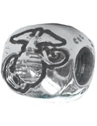 Genuine Zable (TM) Product. 925 Sterling Silver Marines Emblem Bead Charm. 100% Satisfaction Guaranteed.