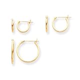 14k Polished 3-Pair Set - Hoop Earrings