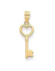 14k Yellow Gold Heart Key Polished Pendant