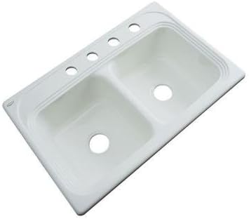 Chesapeake Drop-in Acrylic 33x22x9 4-Hole Double Bowl Kitchen Sink in Sterling Silver