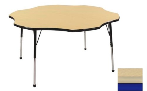 Early Childhood Resource ELR-14102-MMBL-TB 60 in. Maple Flower Adjustable Activity Table with Maple Edge and Blue Toddler Leg Ball Glides
