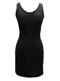 Sexy Black Open Back Zipper Detail Stretch Tank Dress