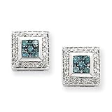 14k White Gold Blue Diamond Earrings