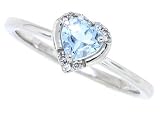 0.53Ct Heart Shaped Aquamarine and Diamond Ring in 10Kt White Gold