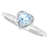 0.53Ct Heart Shaped Aquamarine and Diamond Ring in 10Kt White Gold