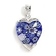 Medium Blue Millefiori Heart Pendant
