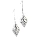 Sterling Silver Diamond Shape Fancy Patterned Dangle Earrings