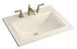 KOHLER K-2337-4-47 Memoirs Self-Rimming Lavatory with Stately Design, Almond