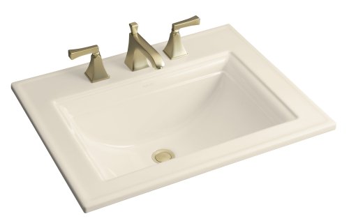 KOHLER K-2337-4-47 Memoirs Self-Rimming Lavatory with Stately Design, Almond