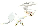 Premium Retractable Apple iPod AV Composite Cable - Compatible with: iPod with Color Display / including iPod Photo / iPod Video (including U2 Special Editions of iPod Photo & Video)