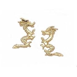 14K Gold JAPANESE DRAGON U L EARRINGS Jewelry