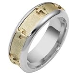 14 Karat Two-Tone Gold Unique SPINNING Religious Cross Ring