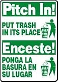 PITCH IN PUT TRASH IN ITS PLACE (W-GRAPHIC) (BILINGUAL) 14 x 10 Dura Plastic 7