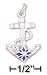 Sterling Silver 22mm Long Anchor Charm With Blue Enamel Floral Design