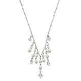 1928 Silver-tone Cultura Glass Pearl and Crystal Swag 15 Inch with Extension Necklace
