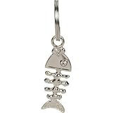 Dickens' Closet 10 mm Chrome Fish Bone Tag Charm, Color:Silver