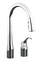 KOHLER K-647-CP Simplice Pull-Down Kitchen Sink Faucet, Polished Chrome