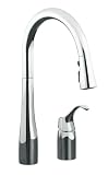 KOHLER K-647-CP Simplice Pull-Down Kitchen Sink Faucet, Polished Chrome