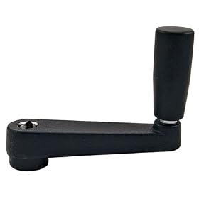 3.15" Lg., 3/8" Broached Sq. Hole, Aluminum w/Black Plastic Coating, Revolving Plastic Handle, Crank Handle (1 Each)