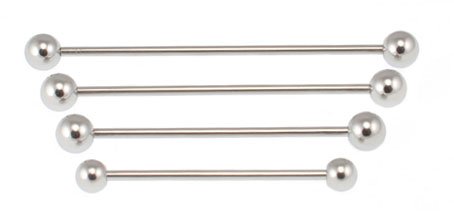 Stainless Steel Industrial Ear Barbell 4 SIZES LOT WOW