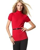 Style&co. Belted Short-Sleeved Turtleneck Sweater