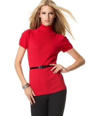 Click here to buy Style&co. Belted Short-Sleeved Turtleneck Sweater by Style&co..