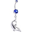 Sapphire Blue Gem Dolphin Drop Belly Ring