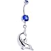 Sapphire Blue Gem Dolphin Drop Belly Ring