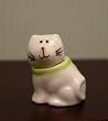 Miniature Pale Green and White Porcelain Cat Cookie Jar
