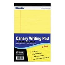 BAZIC 50 Ct. 5"" X 8"" Canary Jr. Legal Pad (3/Pack)