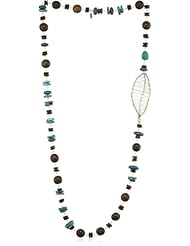 Wendy Mink "Matrix" Wood Turquoise Rosary Necklace