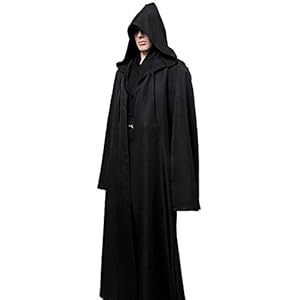 Men TUNIC Hooded Robe Cloak Knight Fancy Cool Cosplay Costume Black Kids M