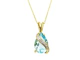 9ct Yellow Gold Sky Blue Topaz And Diamond Pendant