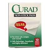 Curad Telfa Non-Stick Pads, 3 Inch x 4 Inches - 10 Ea