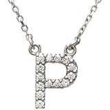 14k White Gold Diamond P Alphabet Initial Letter Necklace (GH Color, I1 Clarity, 1/8 Cttw)